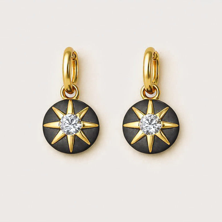 Diamond Sunburst Mini Ear Pendants