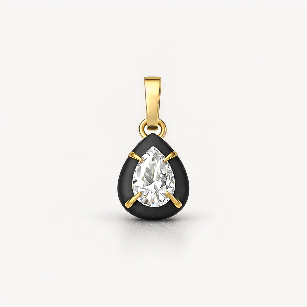 Diamond in Blackened Gold Double Flip Pendant