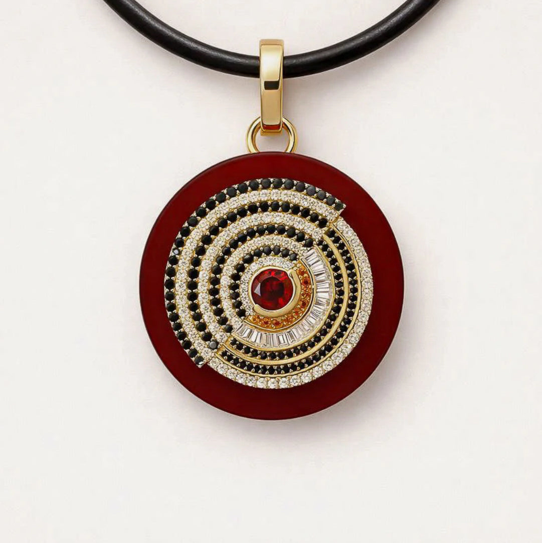 Diamond & Garnet Spiral Pendant
