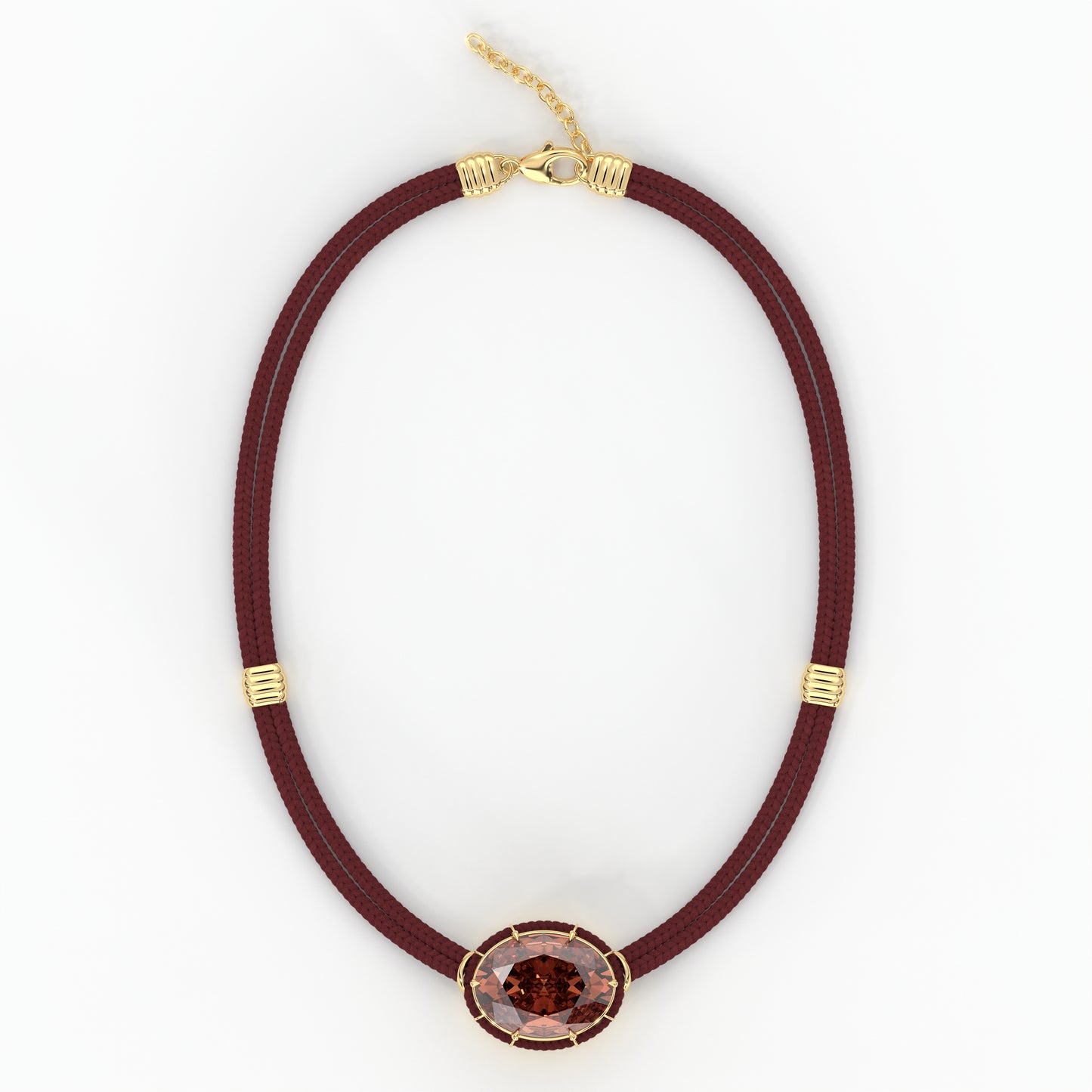 Pendentif Cordon Soie Citrine de Madère - Rouille
