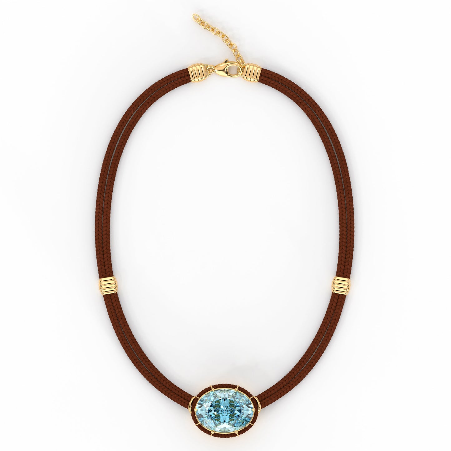 Blue Topaz Silk Cord Pendant - Rust