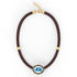 Blue Topaz Silk Cord Pendant - Taupe