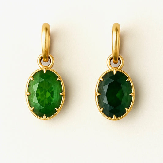 Mismatched Green Tourmaline Mini Ear Pendants
