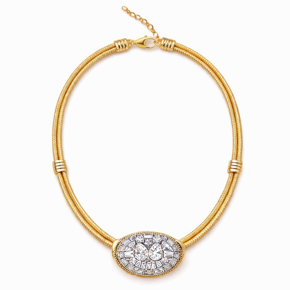 White Diamond Mosaic Cord Pendant