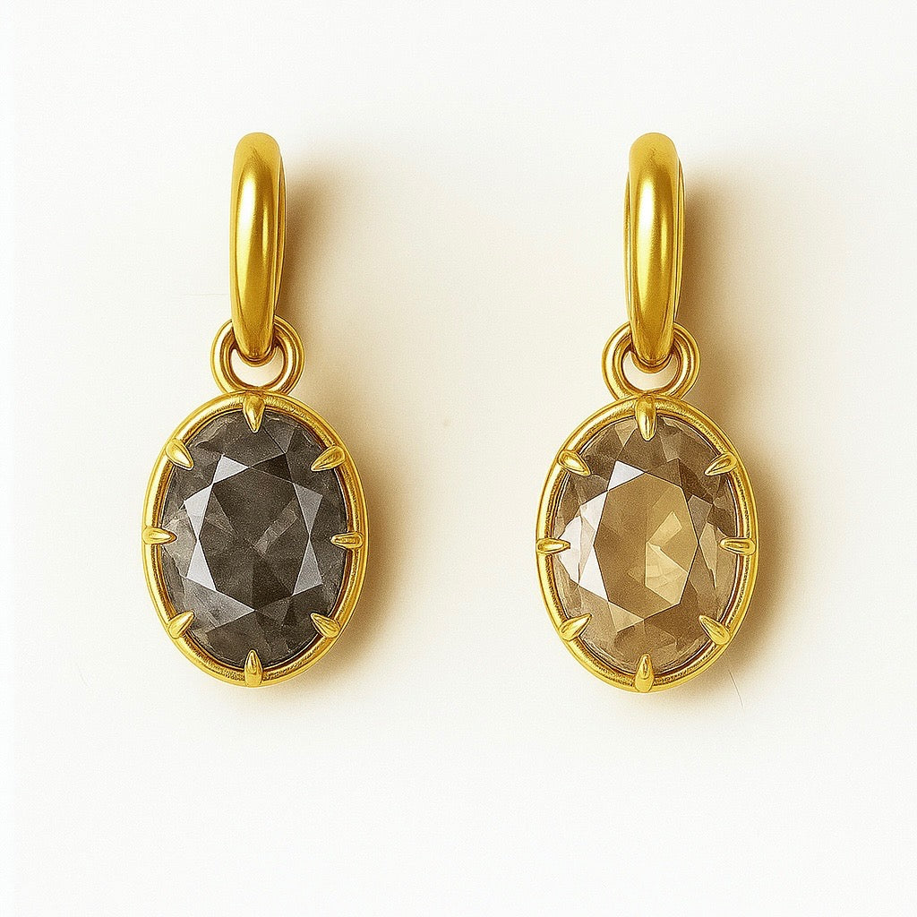Gray & Champagne Diamond Mini Ear Pendants