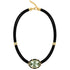 Concave-Cut Green Amethyst Silk Cord Pendant - Black