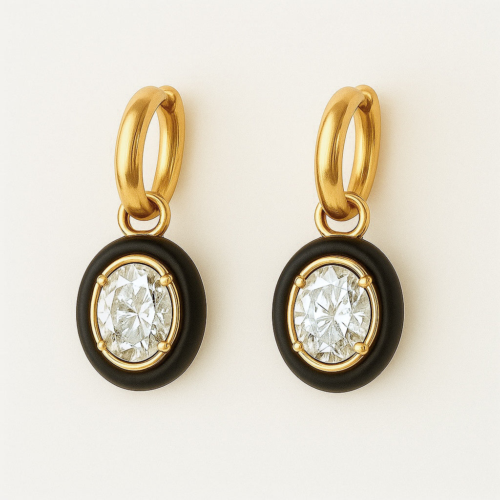 Pendentifs d'oreilles mini en oxyx avec diamant