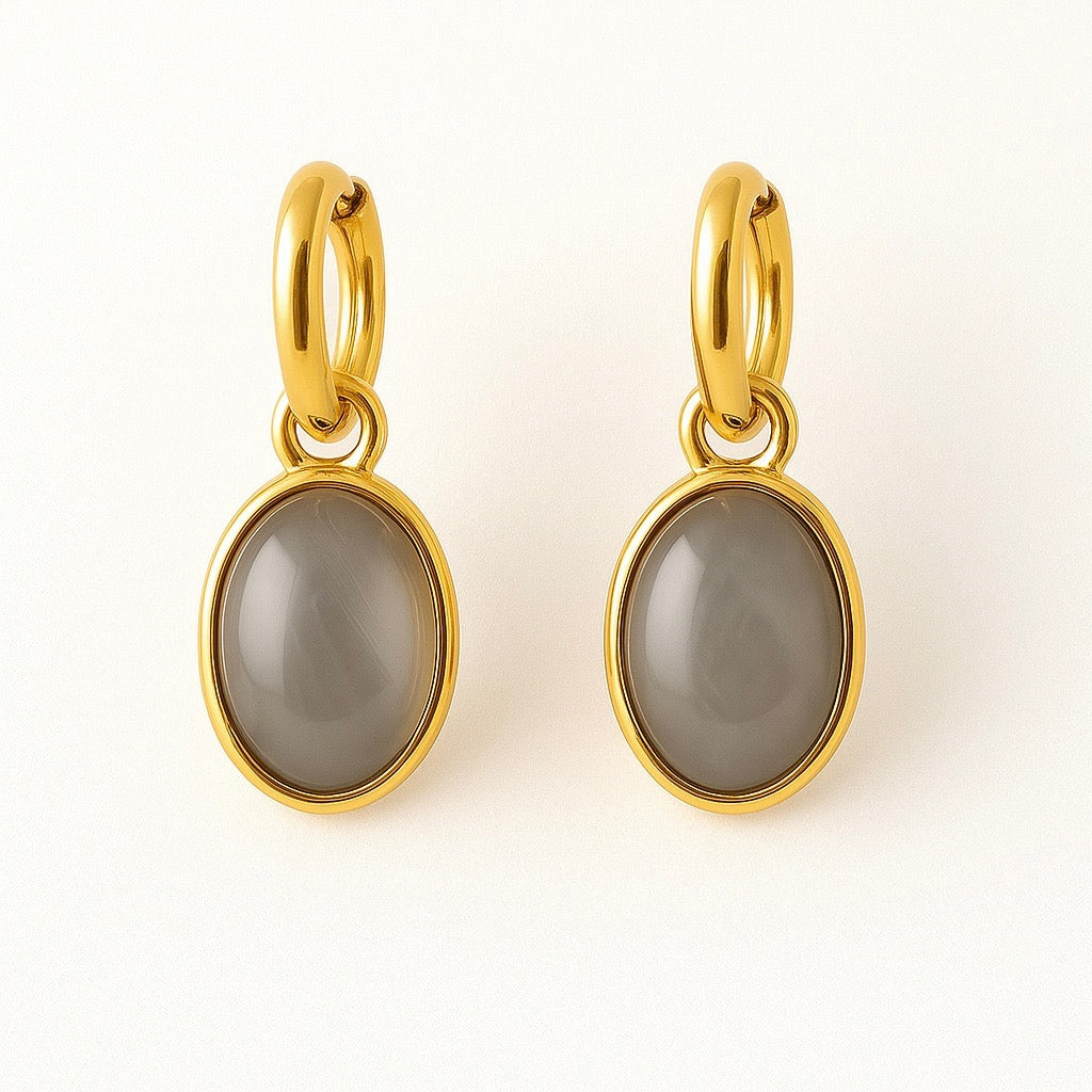 Gray Moonstone Mini Ear Pendants