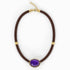 Purple Amethyst Cabochon Silk Cord Pendant - Brown
