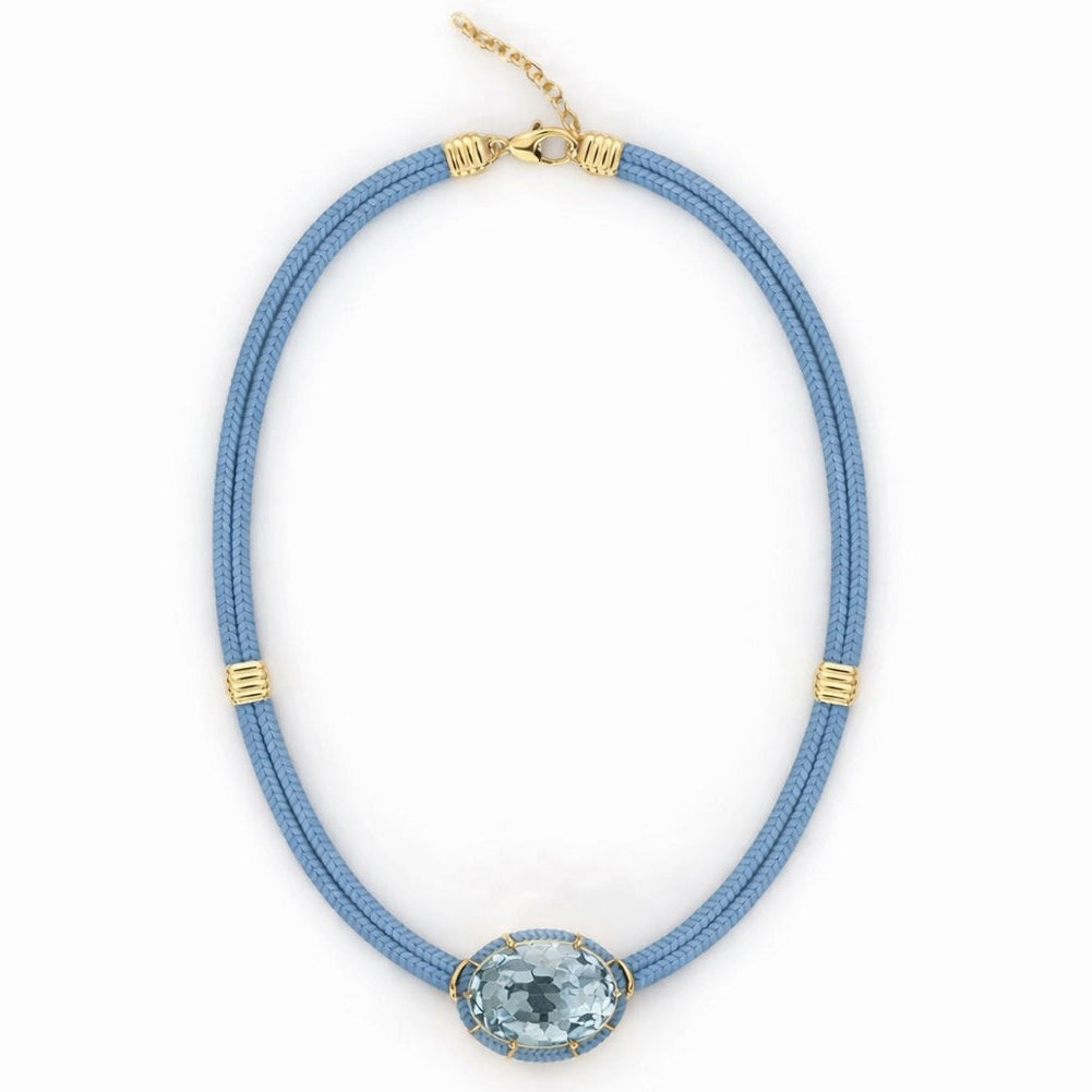 Aquamarine Silk Cord Pendant - Light Blue