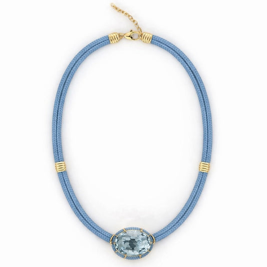 Aquamarine Silk Cord Pendant - Light Blue