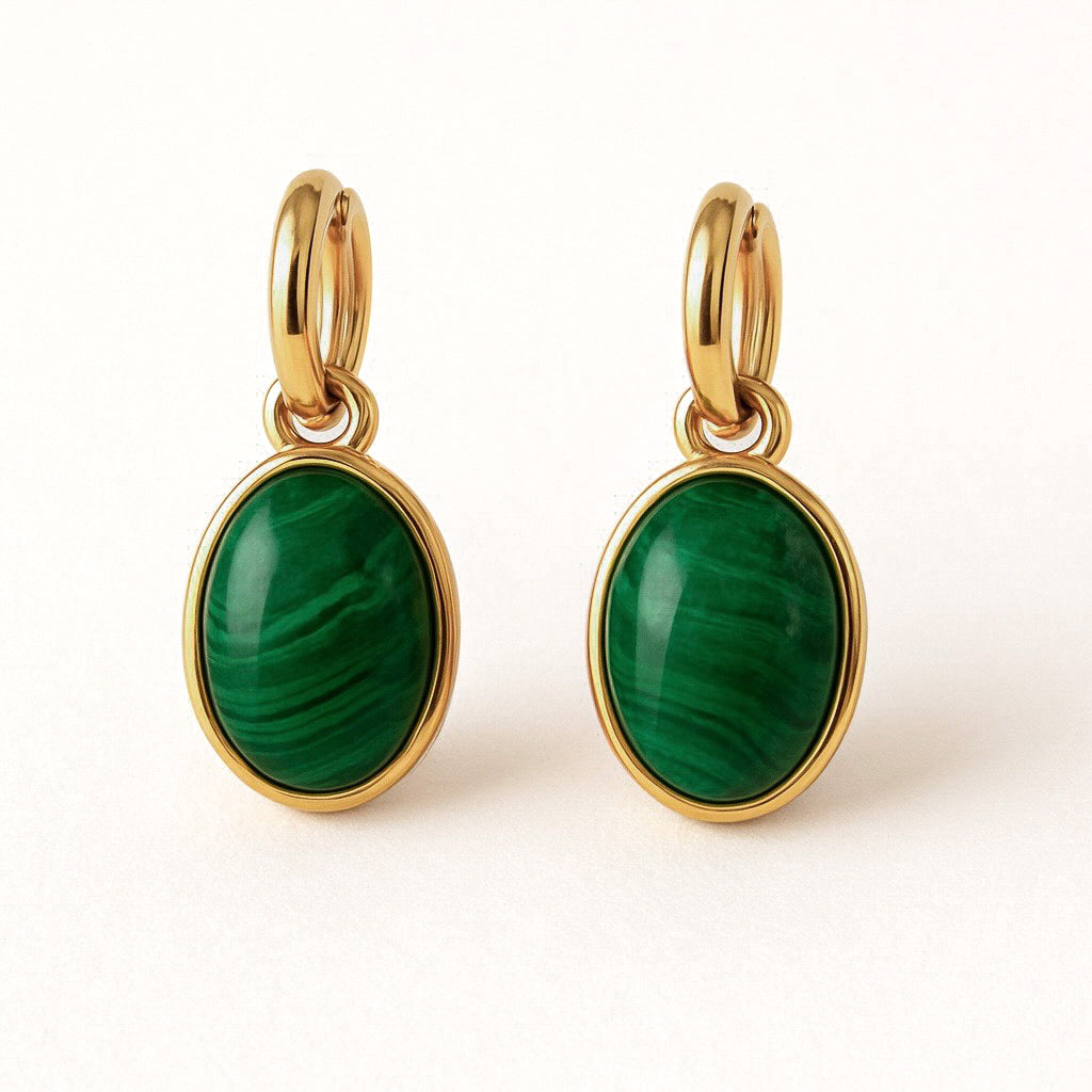 Mini pendentifs d'oreilles en malachite