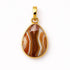Pendentif double rabat en agate à bandes orange