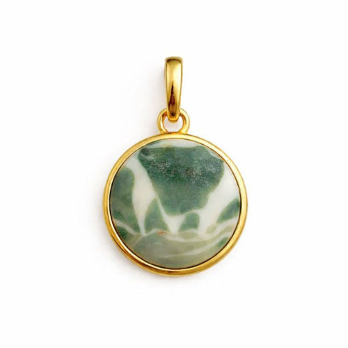 Green Zebra Jasper Double Flip Pendant (Round)