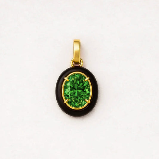 Tsavorite in Onyx Double Flip Pendant