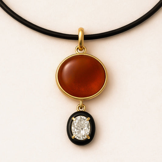 Carnelian & Diamond Fixed Pendant