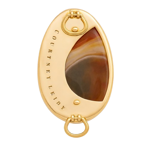 Pendentif double rabat en agate rubanée (ovale)