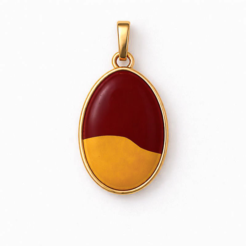 Pendentif double face en jaspe mookaïte (ovale)