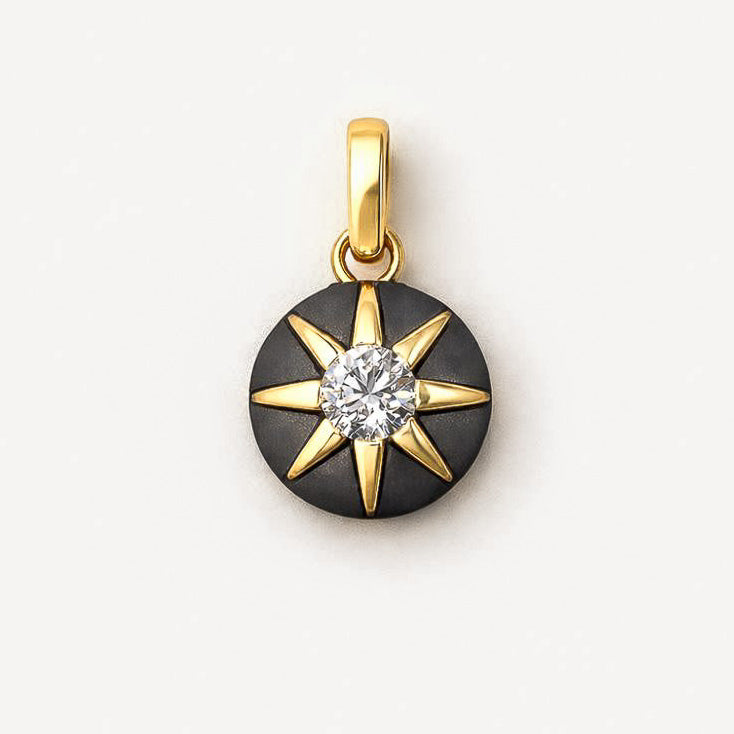 Diamond Sunburst Double Flip Pendant