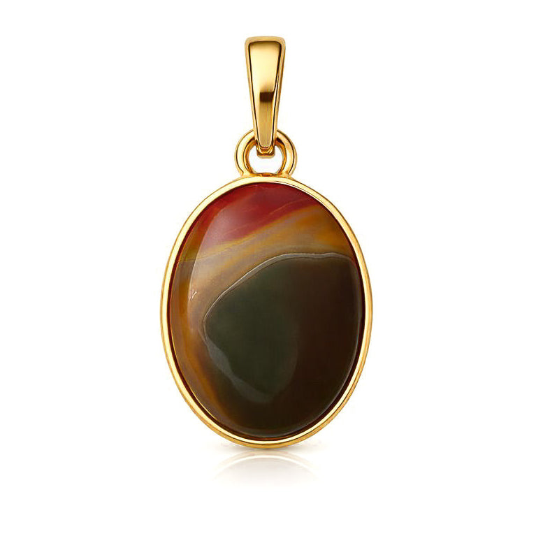 Pendentif double rabat en agate rubanée (ovale)