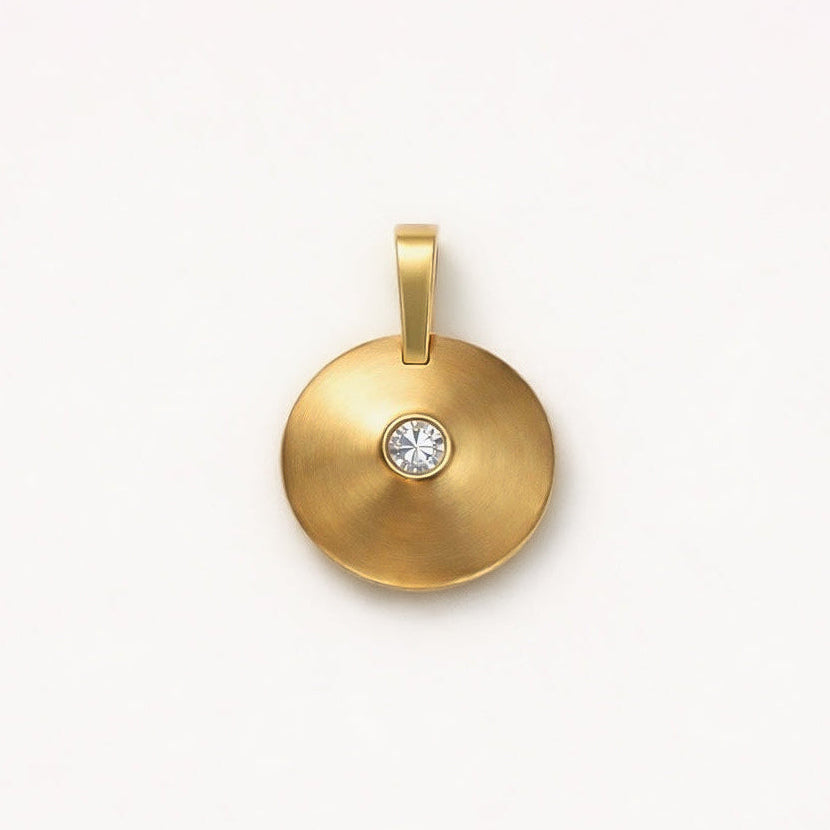 Domed Diamond Disc Double Flip Pendant