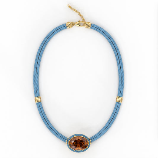 Madeira Citrine Silk Cord Pendant - Light Blue