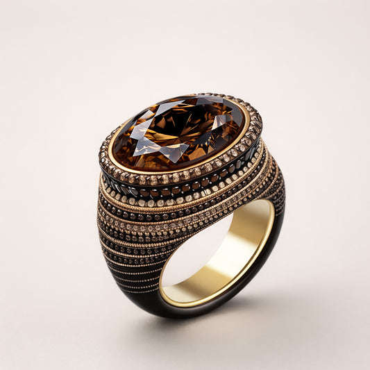 Bague cocktail en diamant brun