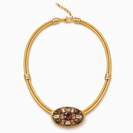 Brown Diamond Mosaic Cord Pendant