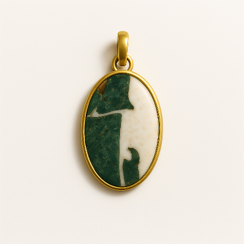 Green Zebra Jasper Double Flip Pendant (Oval)