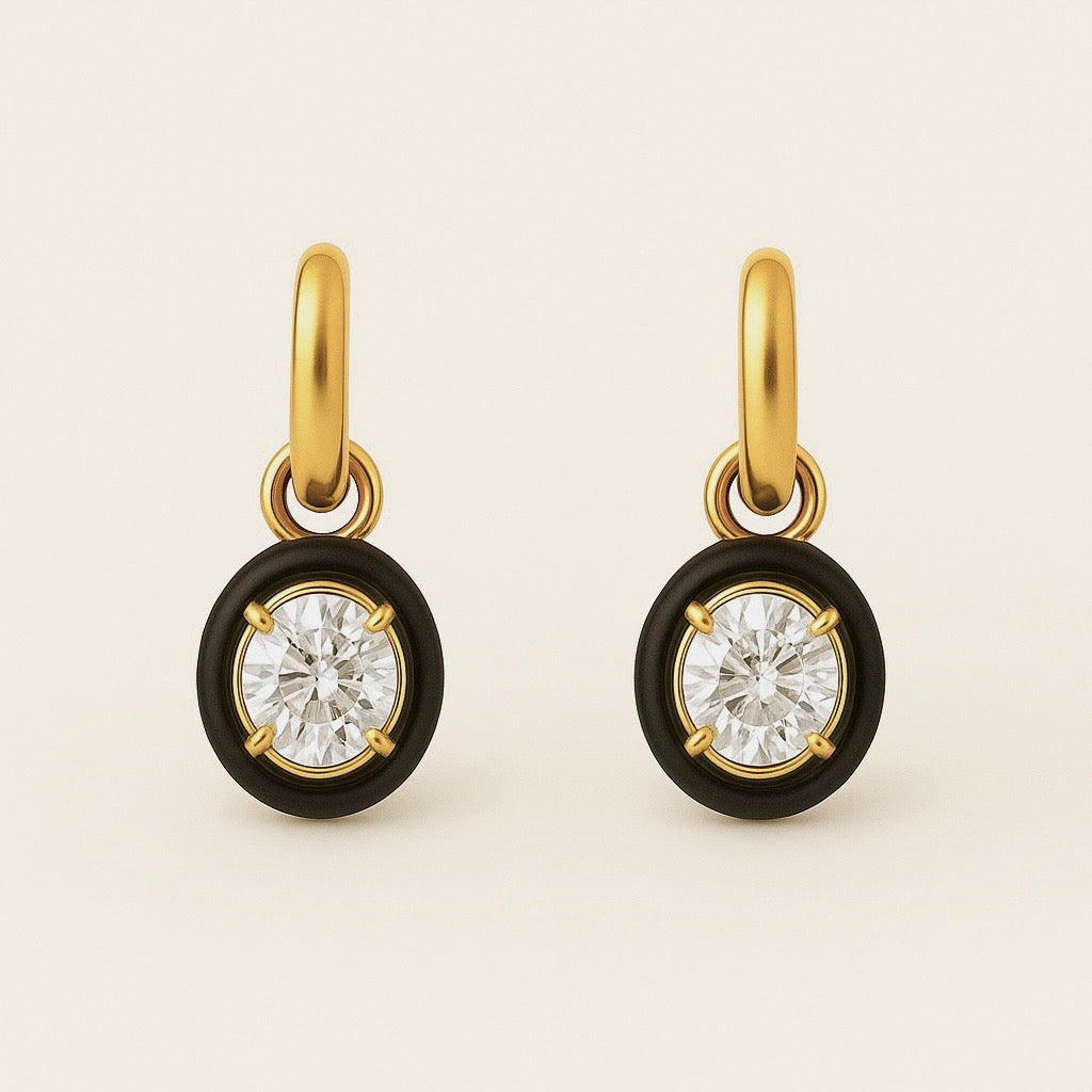 Pendentifs d'oreilles mini en oxyx avec diamant