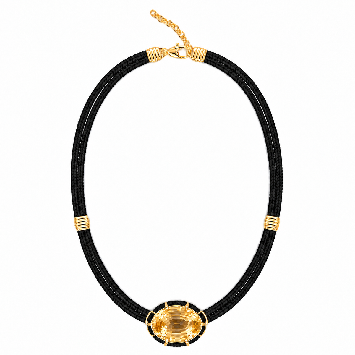 Citrine Silk Cord Pendant - Black