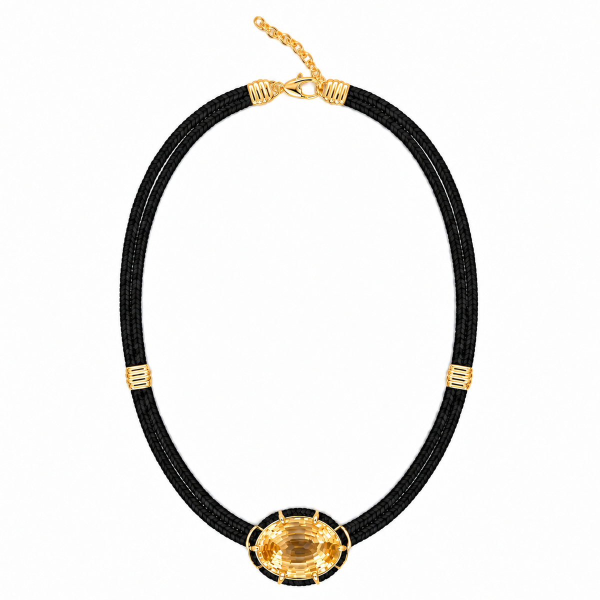 Citrine Silk Cord Pendant - Black