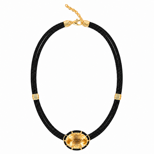 Pendentif cordon en soie citrine - Noir