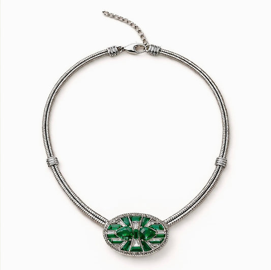 Emerald & Diamond Mosaic Cord Pendant