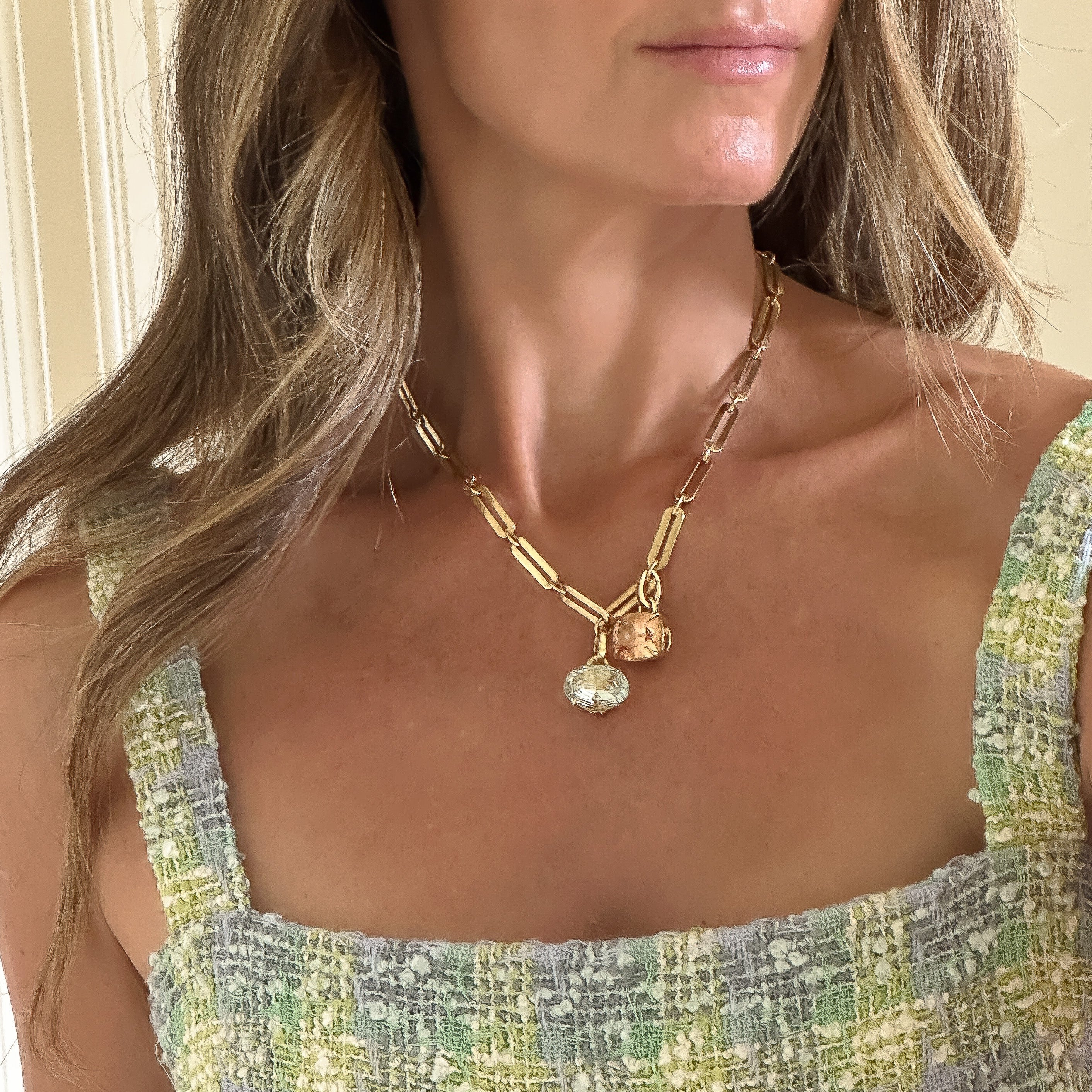 Green Amethyst Double Flip Pendant