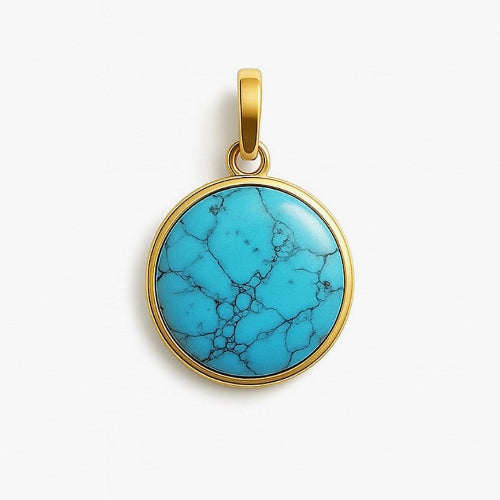 Pendentif double rabat turquoise (rond)