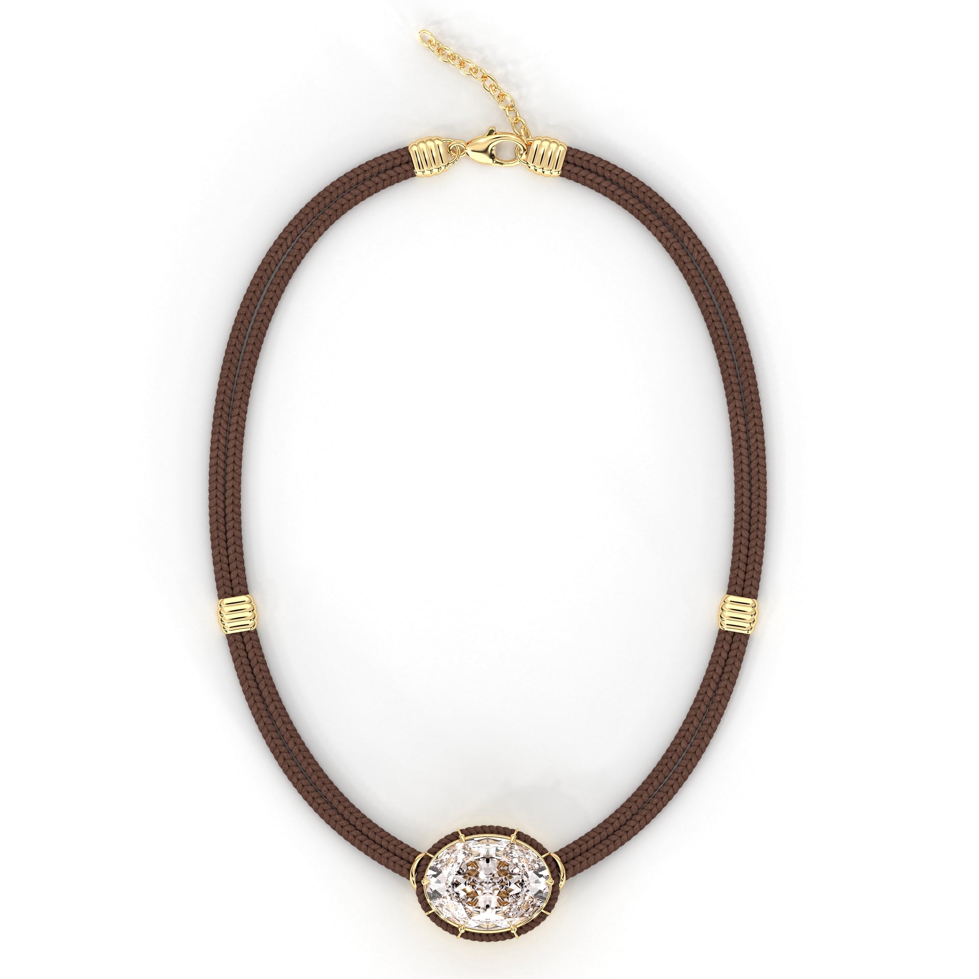 Pendentif cordon de soie topaze impériale - Taupe
