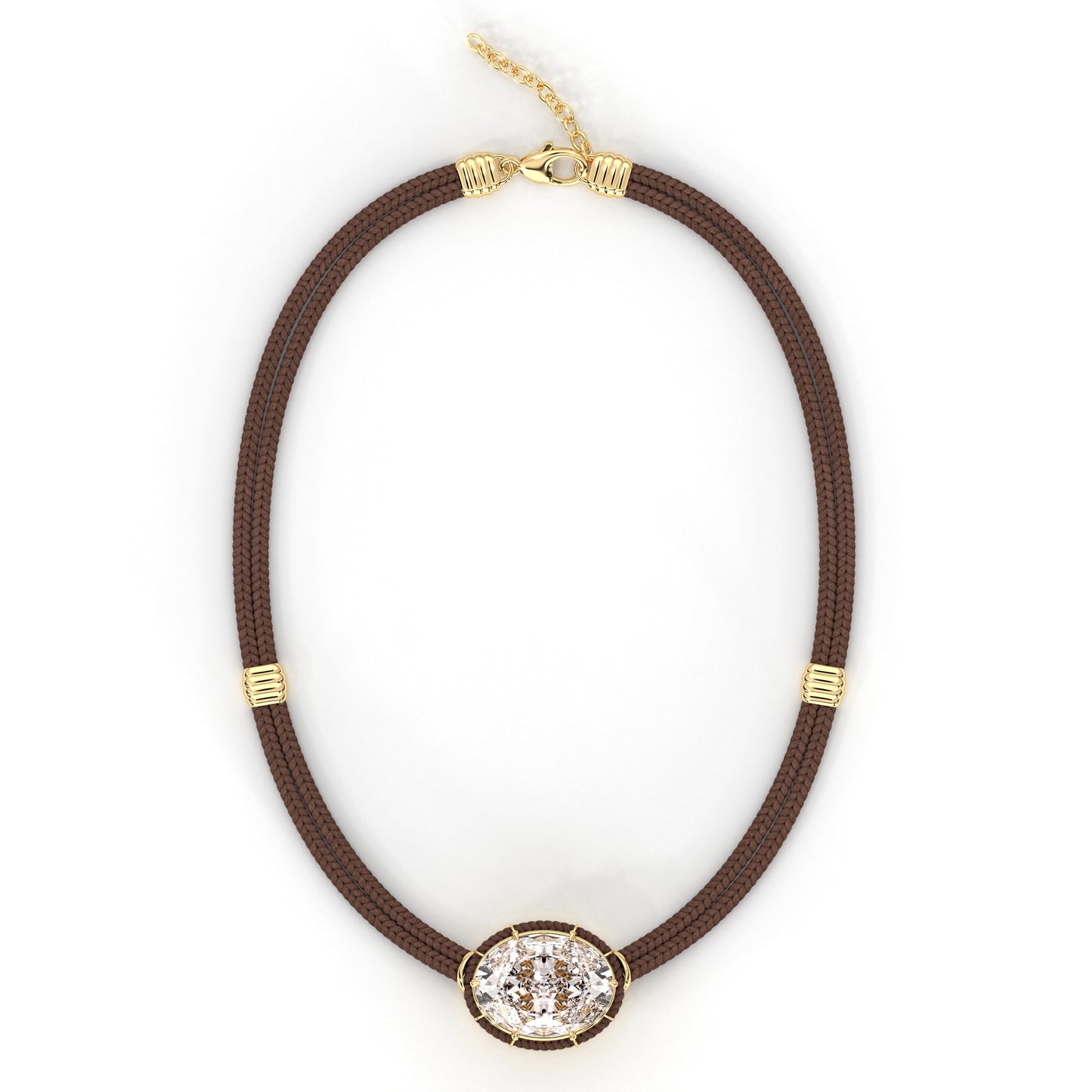 Pendentif cordon de soie topaze impériale - Taupe