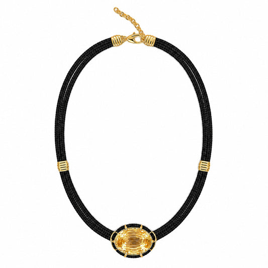 Citrine Silk Cord Pendant - Black