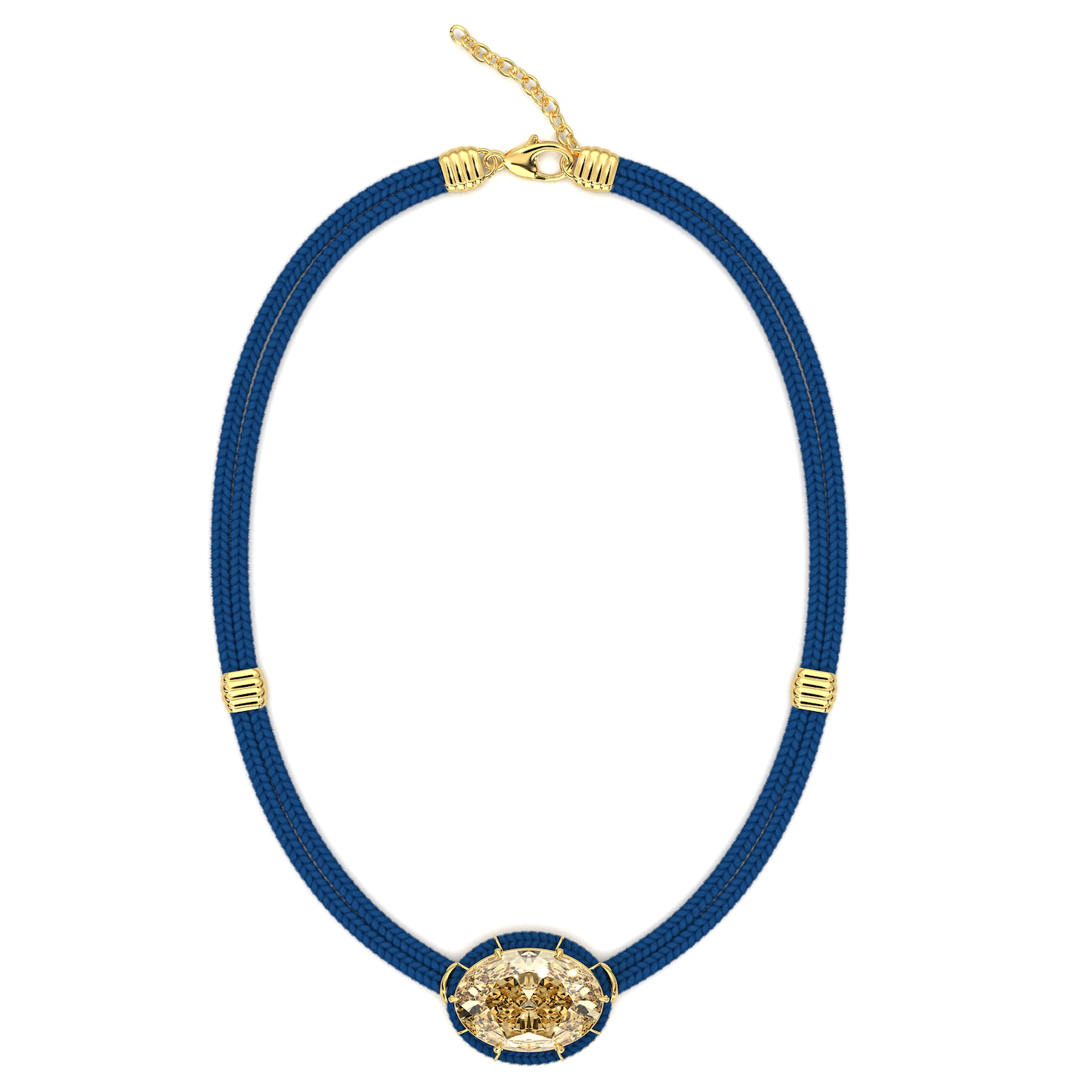 Pendentif cordon de soie Citrine - Bleu de France