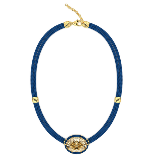 Citrine Silk Cord Pendant - French Blue