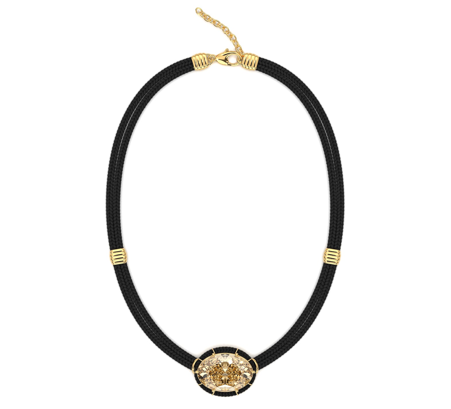 Citrine Silk Cord Pendant - Black