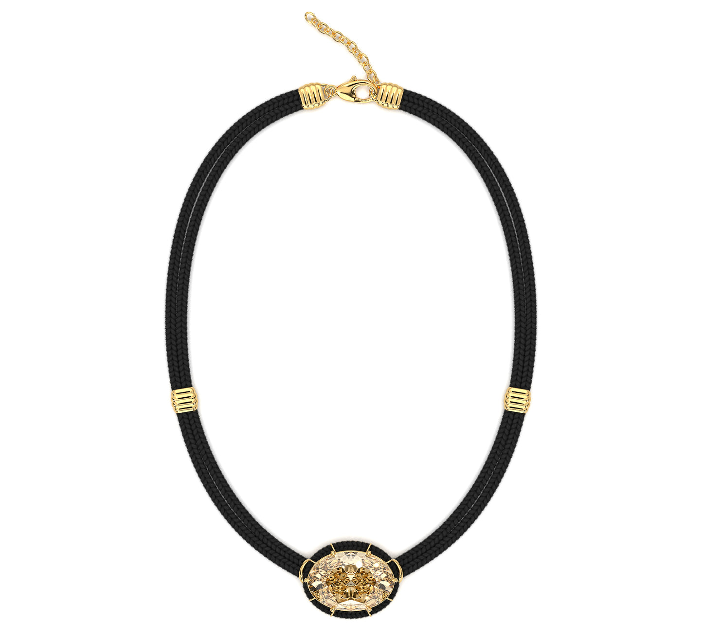 Citrine Silk Cord Pendant - Black
