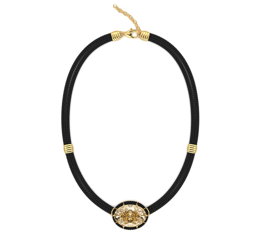 Citrine Silk Cord Pendant - Black