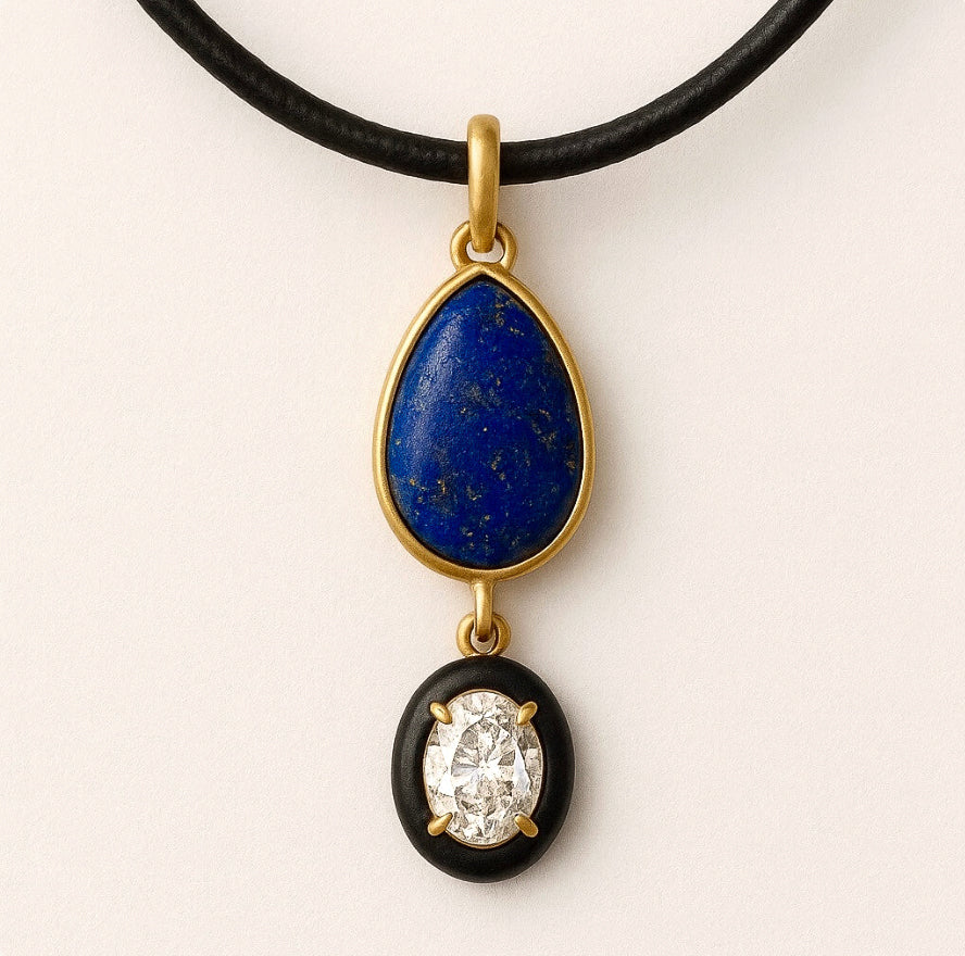 Pendentif Fixe Lapis Lazuli et Diamant