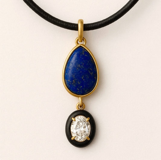 Lapis Lazuli & Diamond Fixed Pendant