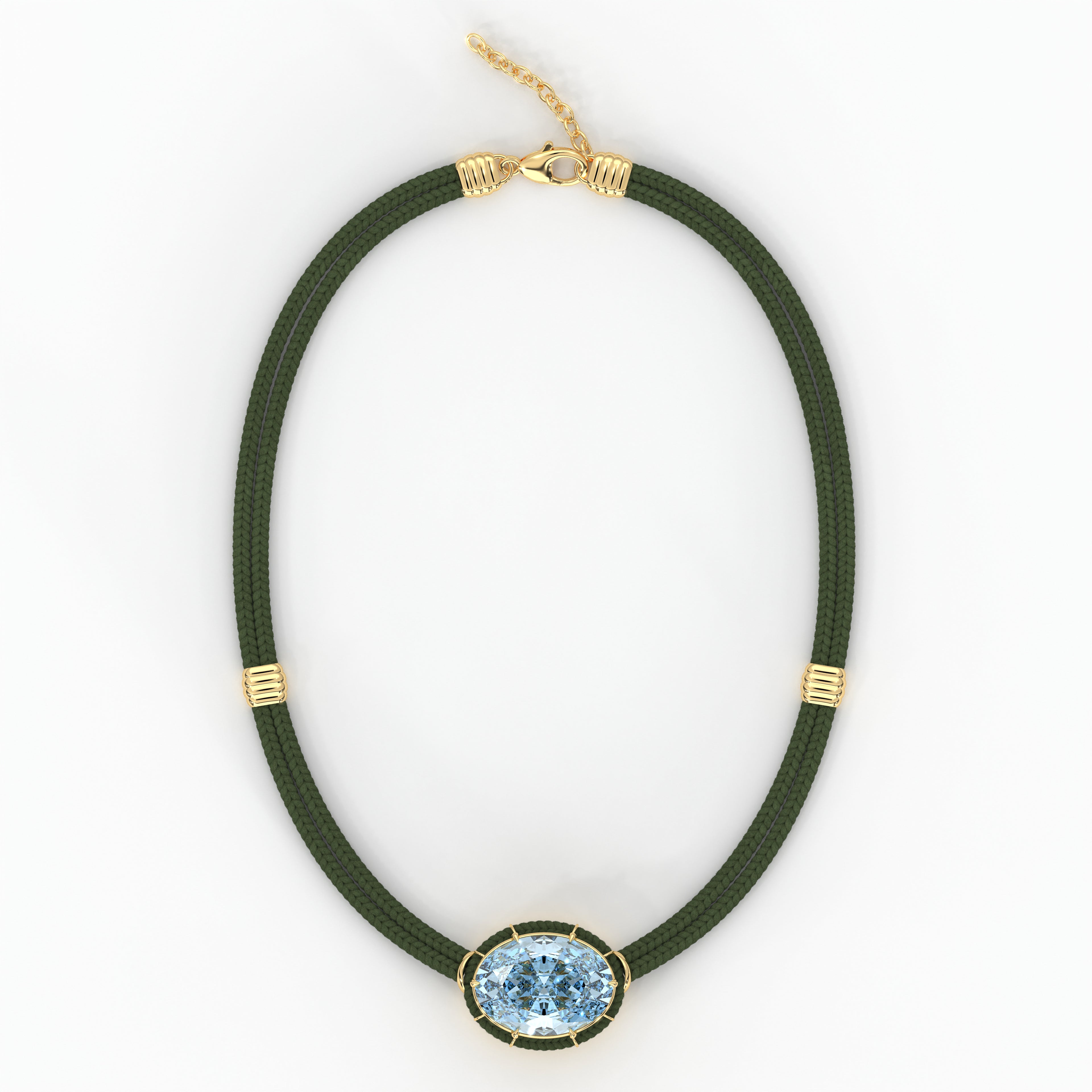 Pendentif cordon de soie bleu topaze - vert