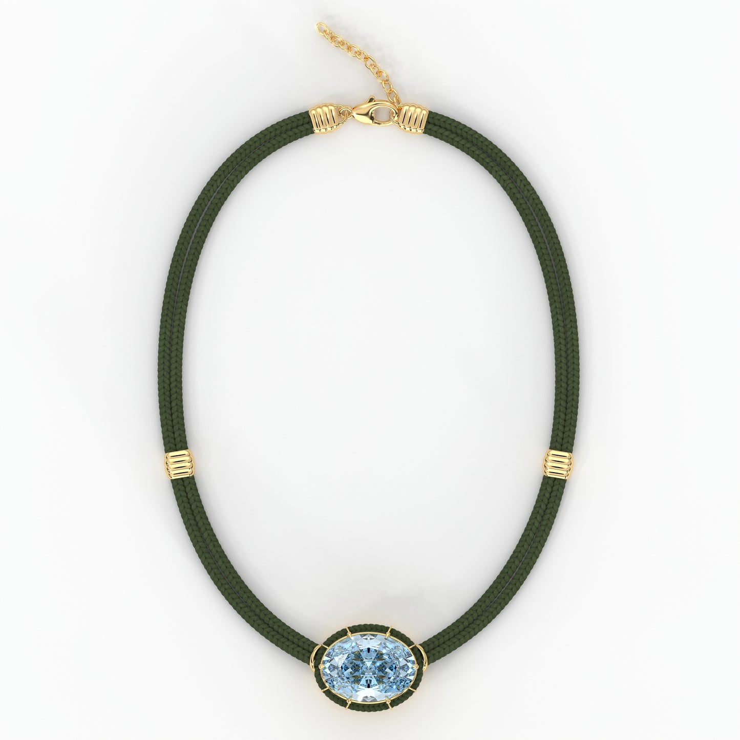 Pendentif cordon de soie bleu topaze - vert