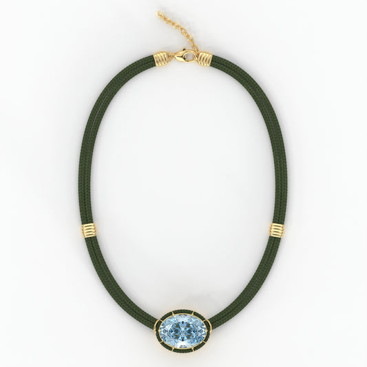Blue Topaz Silk Cord Pendant - Ivy Green