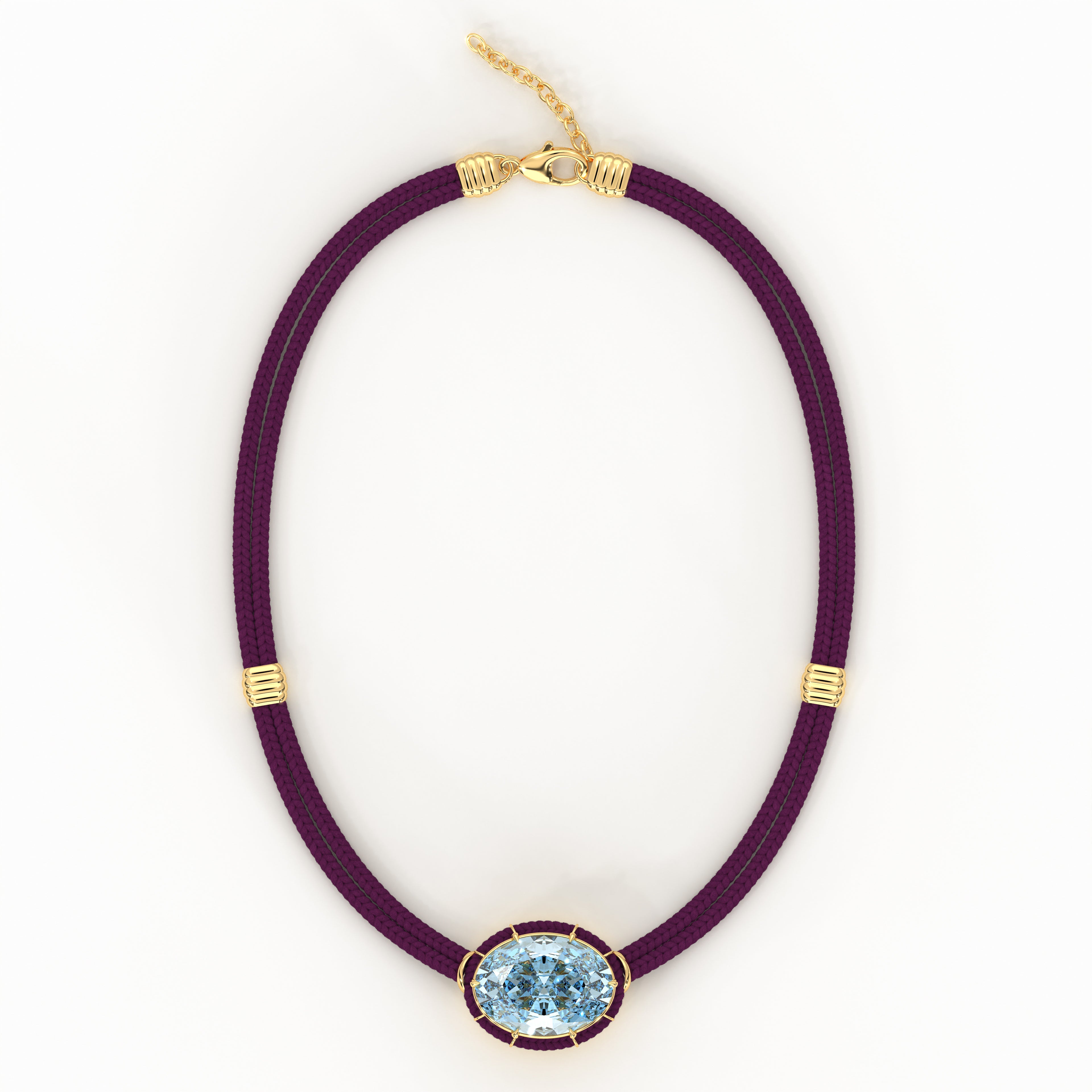 Pendentif cordon de soie topaze bleue - Prune